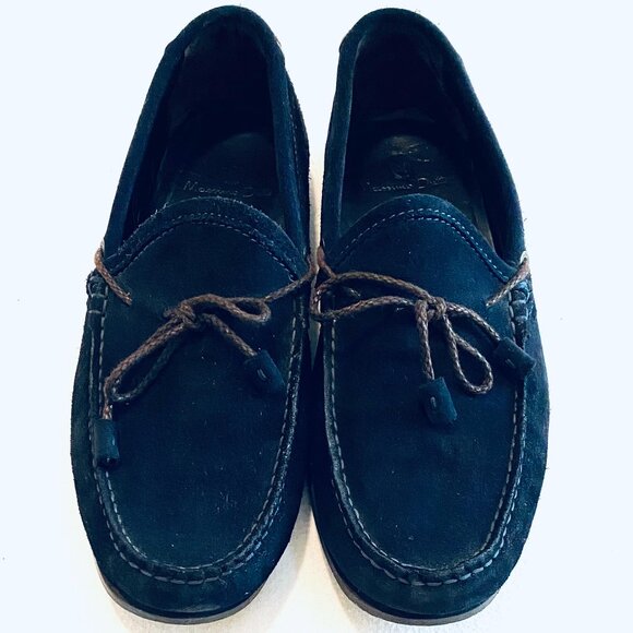 Massimo Dutti suede loafer Men's 41 navy tassel driving moccasin quiet luxury - Picture 1 of 10